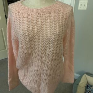 GAP Pink Crew Neck Sweater with Textured Knit